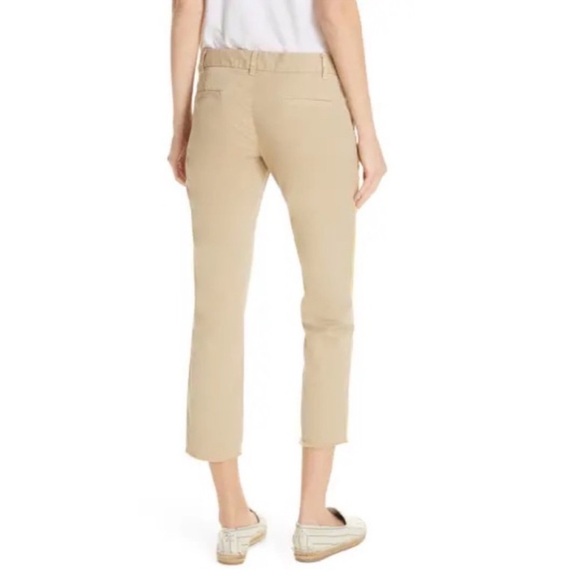 Nili Lotan East Hampton Side Stripe Tape Crop Pants Khaki Tan Preppy Cotton 10 - Picture 3 of 13